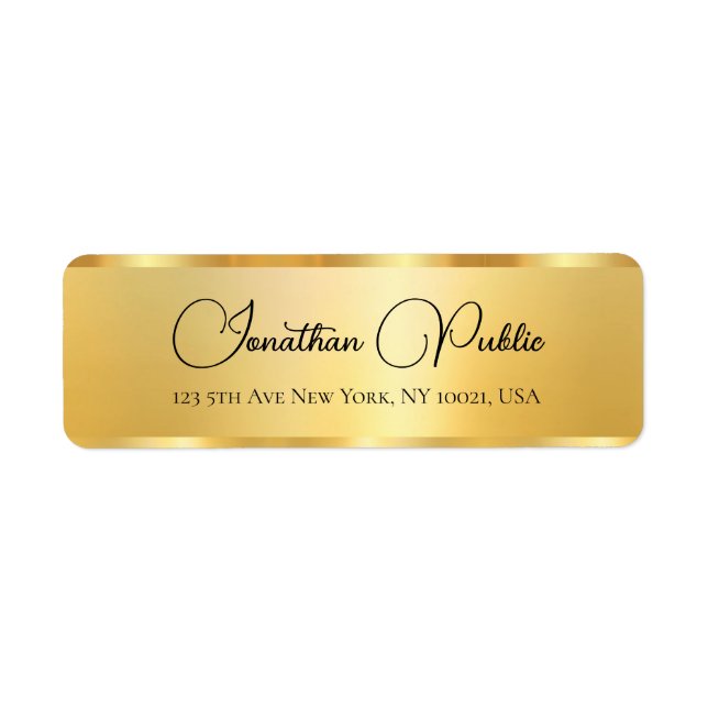 Malltypografi för Eleganten guld Professionell Returadress Etikett (Framsidan)