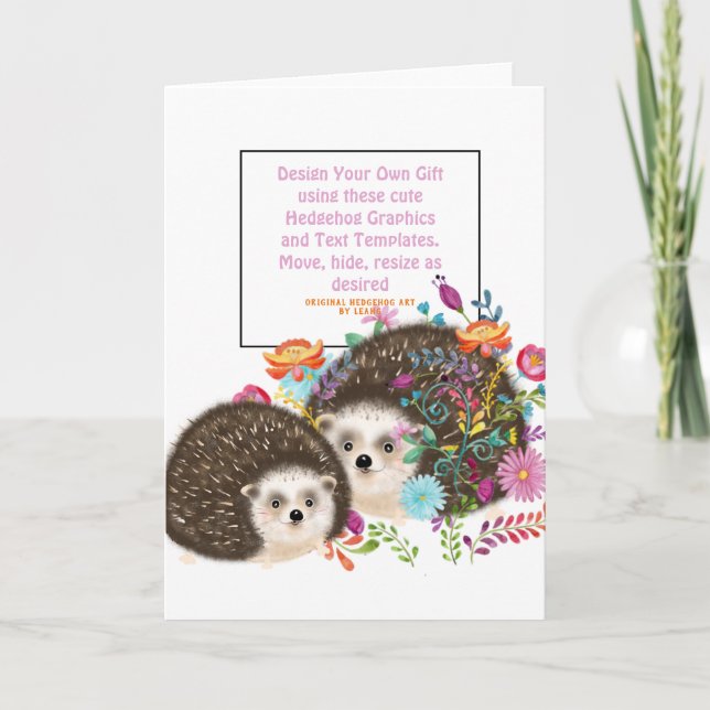 Malluppsättning - Hedgehog Kawaii - Design Eget Cu Helgkort (Framsida)