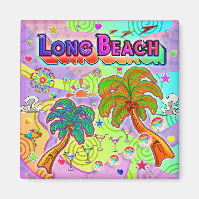 Målmagnet för Long Beach Vacacation Magnet (Framsidan)