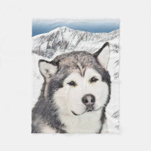 Malmmålning i Alaska - Cute Original Hund Art Fleecefilt