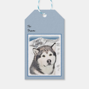 Malmmålning i Alaska - Cute Original Hund Art Presentetikett