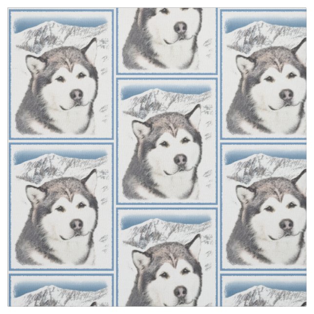 Malmmålning i Alaska - Cute Original Hund Art Tyg (Provkarta)