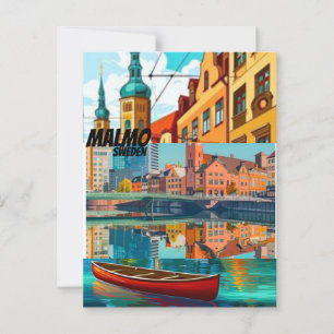 Malmo Print Malmo Home Décor Sverige Art Print Mal Vykort