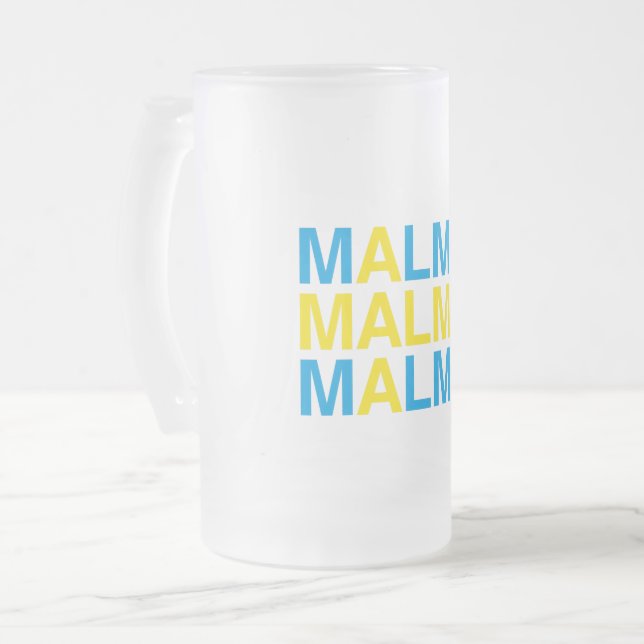 MALMO Svenska Flagga Frostat Ölglas (Framsida vänster)