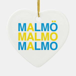 MALMO Svenska Flagga Julgransprydnad Keramik