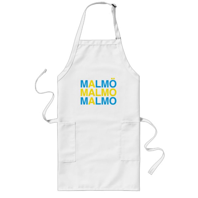 MALMO Svenska Flagga Långt Förkläde (Framsidan)