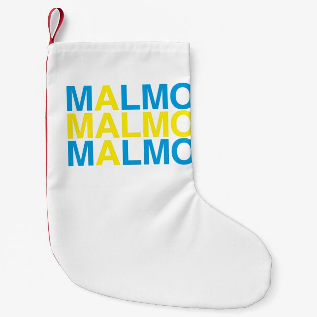 MALMO Svenska Flagga Liten Julstrumpa (Framsidan)