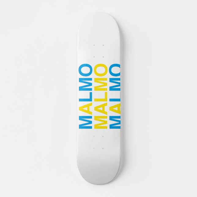 MALMO Svenska Flagga Mini Skateboard Bräda 18,5 Cm (Framsida)