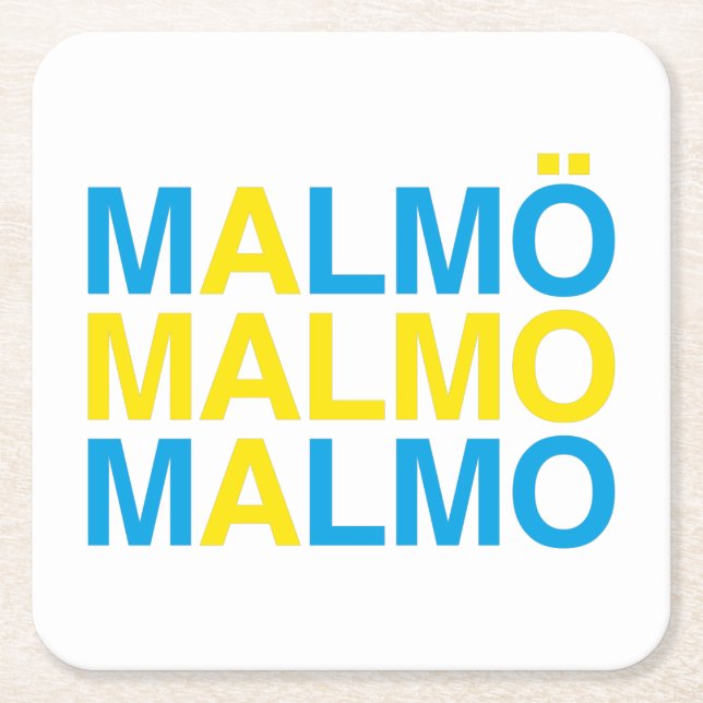 MALMO Svenska Flagga Underlägg Papper Kvadrat (Framsidan)