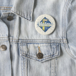 Malmo Sverige Retro Flagga Vintage Moose Souvenir Knapp