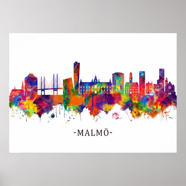 Malmo Sverige Skyline Poster (Framsidan)