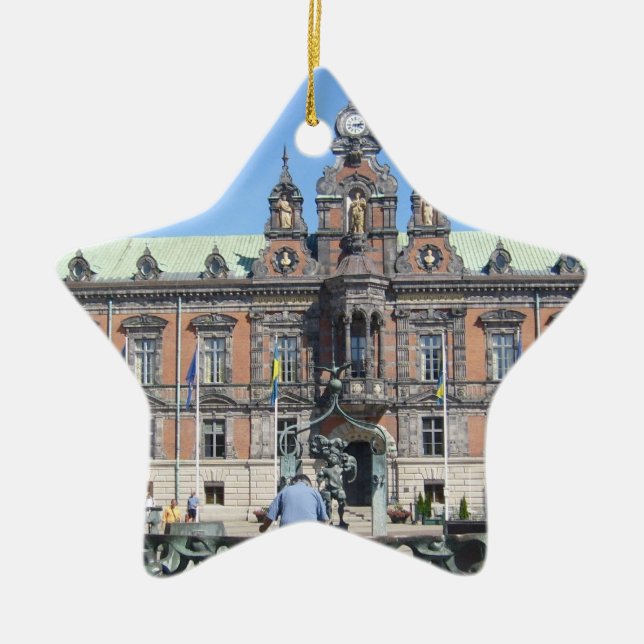 Malmö sverige - stadshus julgransprydnad keramik (Framsidan)
