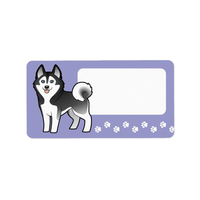 Malmut tecknad Siberian husky / Alaska Adressetikett (Framsidan)