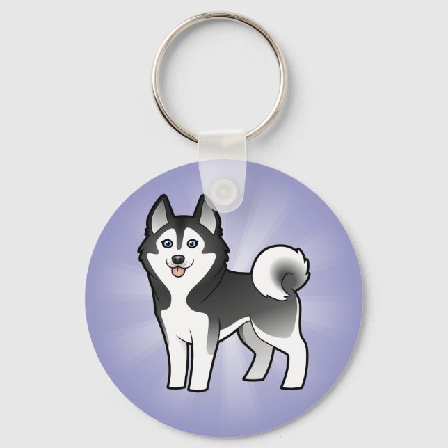 Malmut tecknad Siberian husky / Alaska Nyckelring (Framsida)