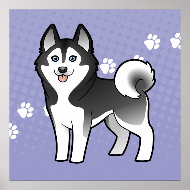 Malmut tecknad Siberian husky / Alaska Poster (Framsidan)