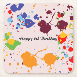 Målning 8-års födelsedagsfest Färgglada stänk Underlägg Papper Kvadrat