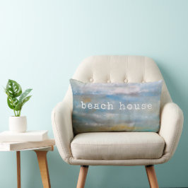 Målning av abstrakt Beach Coastal Ocean Clouds Pai Lumbarkudde