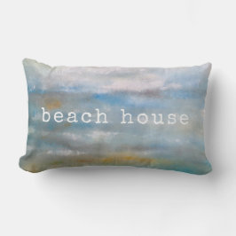 Målning av abstrakt Beach Coastal Ocean Clouds Pai Lumbarkudde