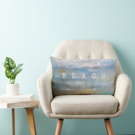 Målning av abstrakt Beach Ocean Clouds Lumbarkudde