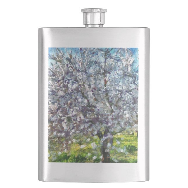 Målning av Almond Träd Blommar Doted Art Stil Fickplunta (Framsidan)