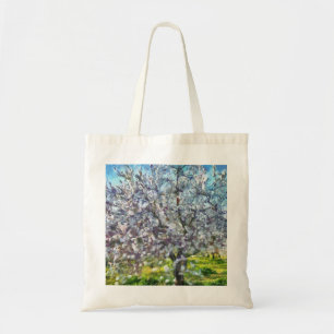 Målning av Almond Träd Blommar Doted Art Stil Tygkasse