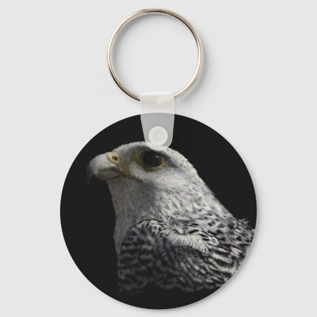 Målning av arktisk gyrafalcon Porträtt Nyckelring (Framsida)