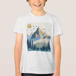 Målning av berg med fåglar i flykt t shirt