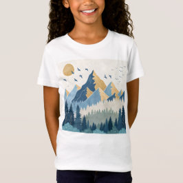 Målning av berg med fåglar i flykt t shirt