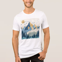 Målning av berg med fåglar i flykt t shirt