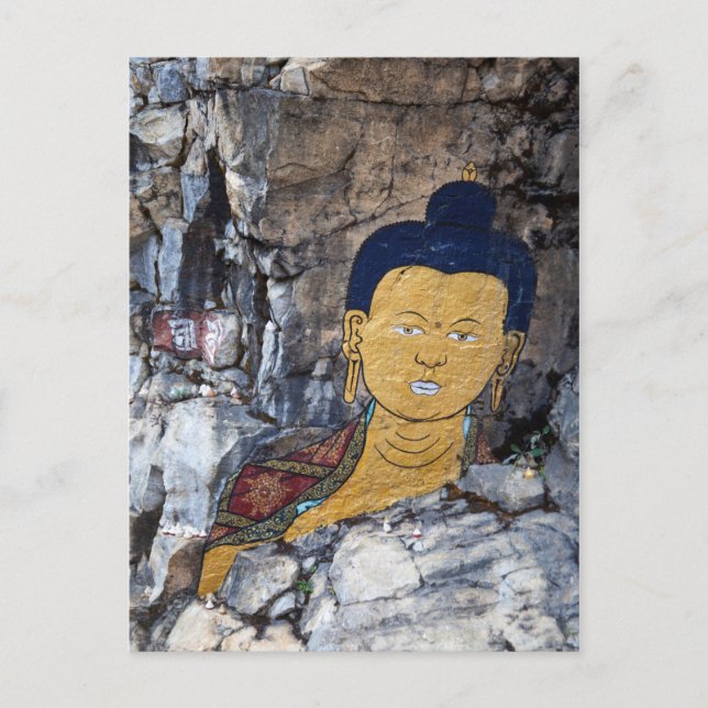 målning av Buddha Sten Vykort (Framsida)