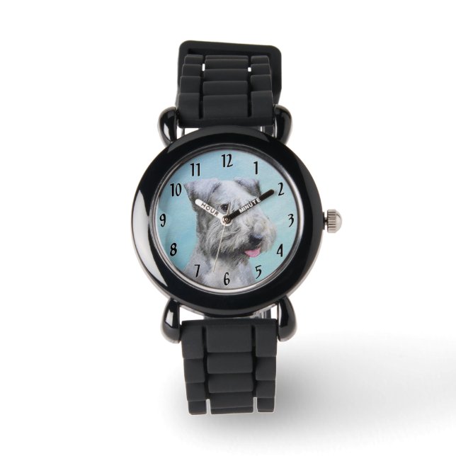 Målning av Cesky Terrier - Söt Original Hundkonst Armbandsur (Framsida)
