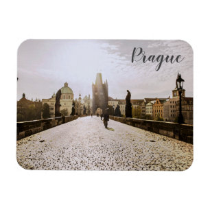 Målning av Charles bridge i Prag om soluppgång Magnet