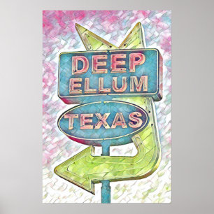 Målning av Deep Ellum, Dallas Texas Poster