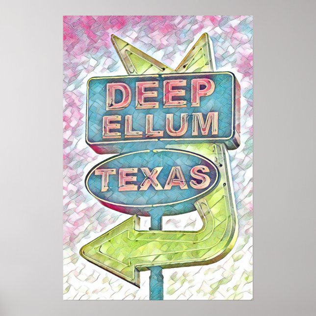 Målning av Deep Ellum, Dallas Texas Poster (Framsidan)