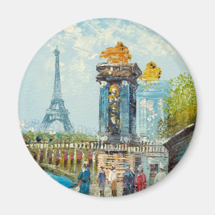 Målning av den Paris Eiffel tornplatsen Magnet