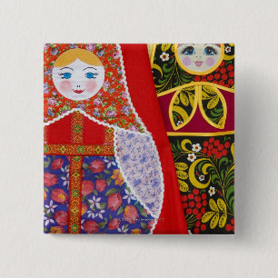 Målning av den ryska Matryoshka dockan Knapp