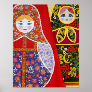 Målning av den ryska Matryoshka dockan Poster