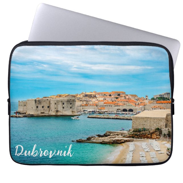 Målning av Dubrovnik-stranden Laptop sleeve (Framsidan)
