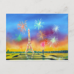 Målning av Eiffel Torn i Paris Vykort