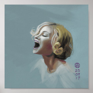 Målning av en Blonde Girl Laughing Poster