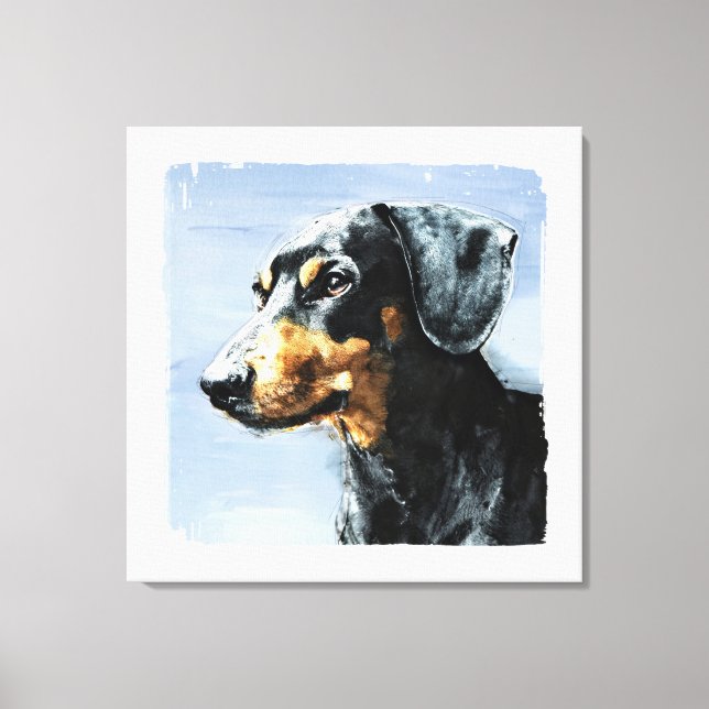 Målning av en Dachshund Canvastryck (Framsida)