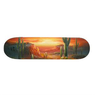 Målning av en färgrik ökensolnedgångmålning skateboard bräda 19,5 cm