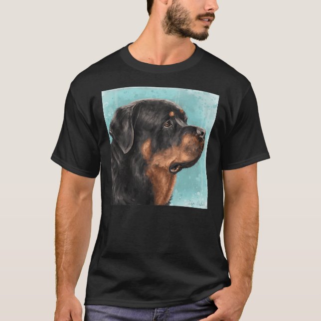 Målning av en positiv rottweiler från sidan L T Shirt (Framsida)