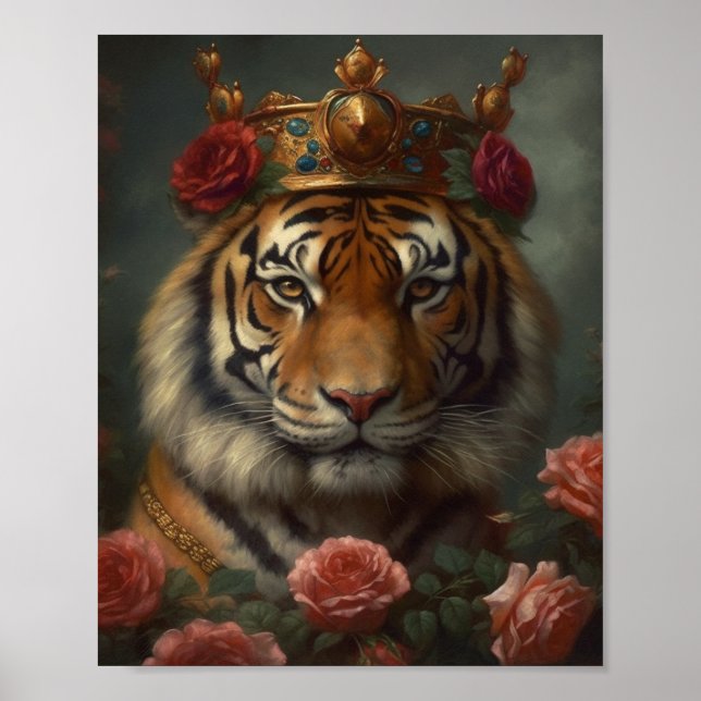 Målning av en tiger med krona och Ro Poster (Framsidan)
