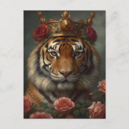 Målning av en tiger med krona och Ro Vykort