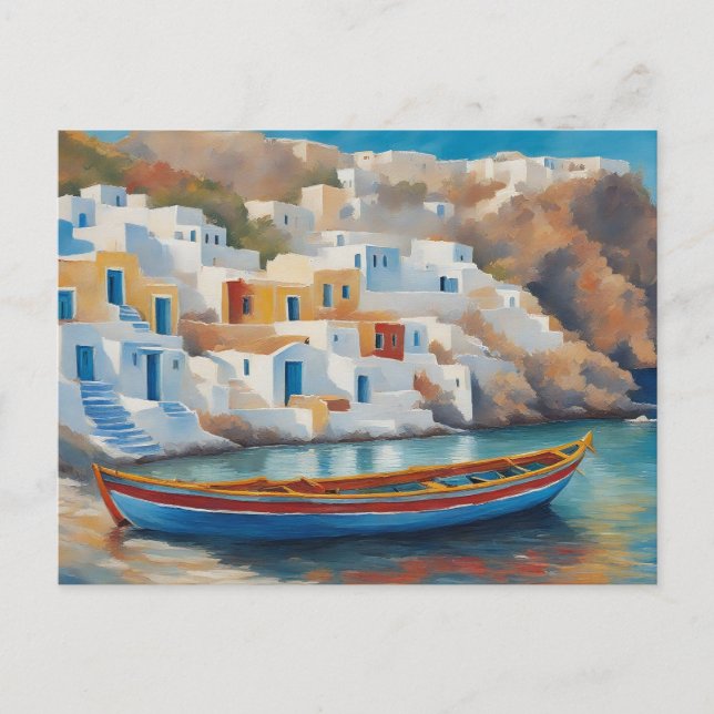 Målning av ett fiskefartyg i Egeiska havet Vykort (Framsida)