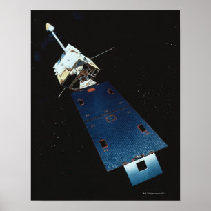 Målning av ett satellit- väder poster