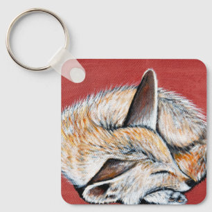 Målning av fennec Fox Nyckelring