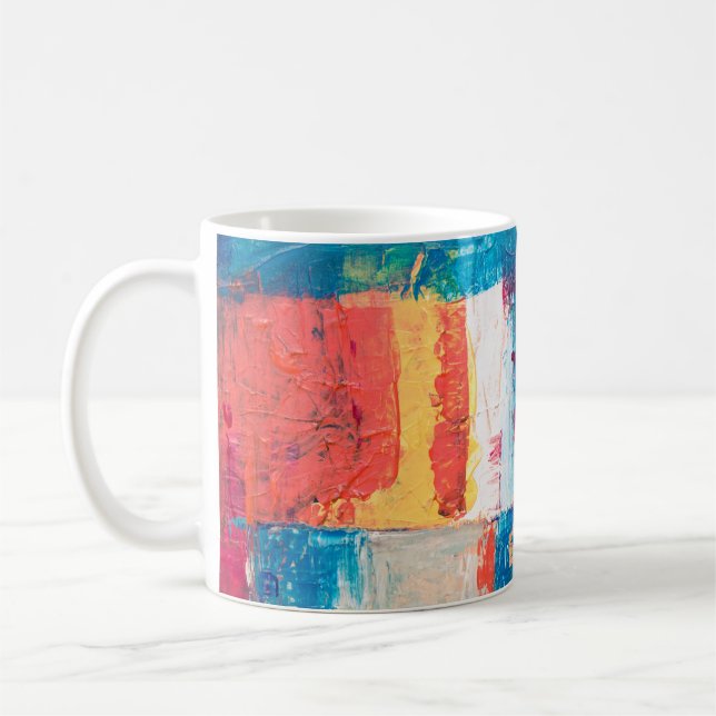Målning av flerfärgad abstrakt kaffemugg (Vänster)