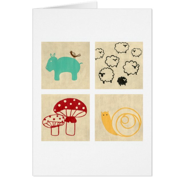 Målning av fyra barnblock hälsningskort (Framsidan)